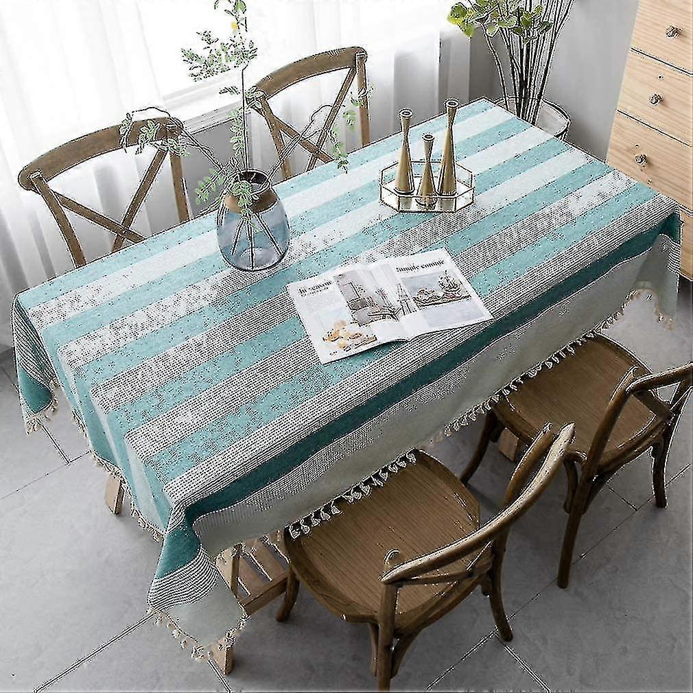 Tablecloth Cotton Linen Simple Style Table Linen Table Runner With Tassel Designed Stripes Splicing High Quality