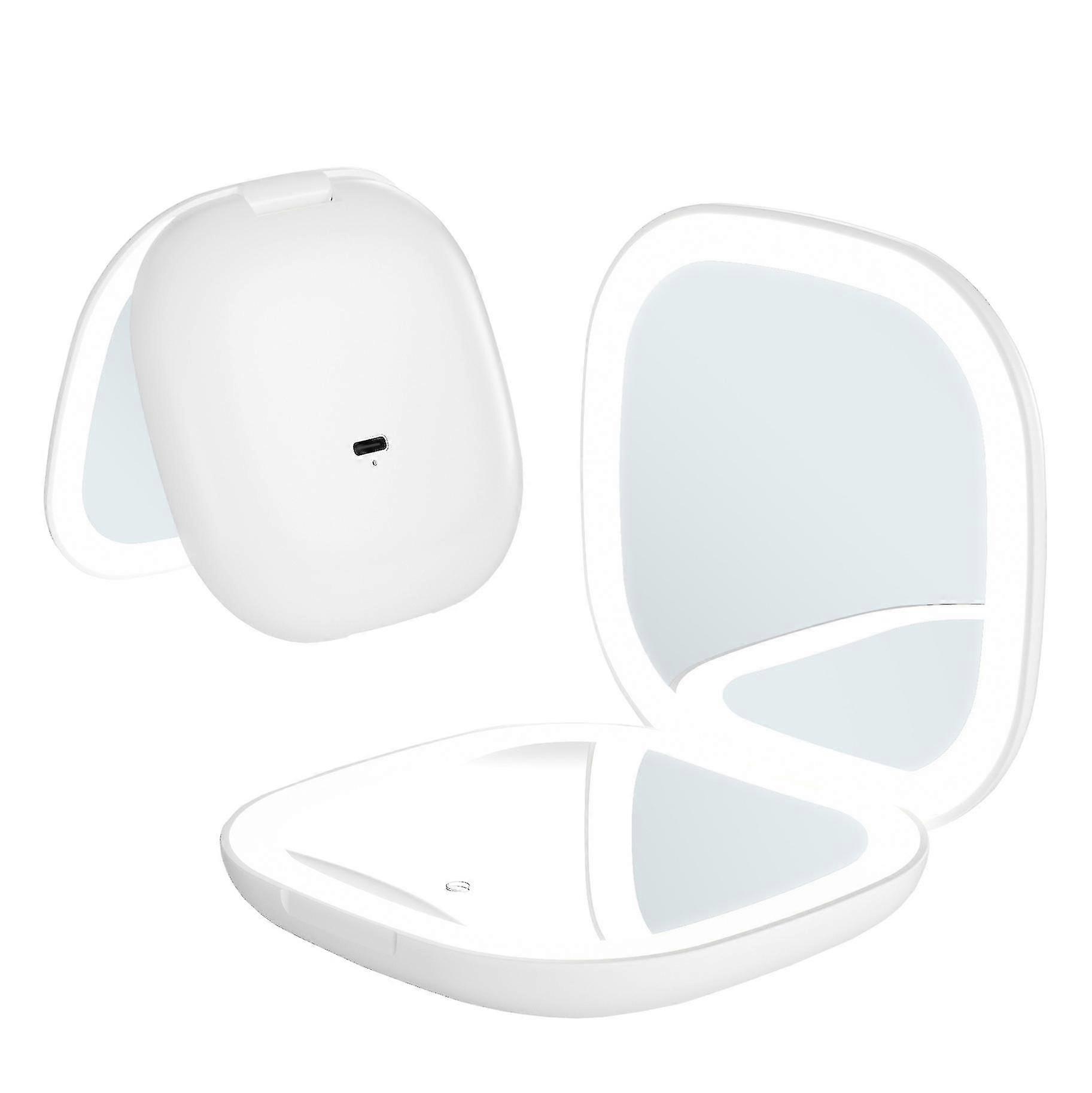 Mini Folding Portable Led Lighted Travel Makeup Mirror, Handheld 2-sided Mirror