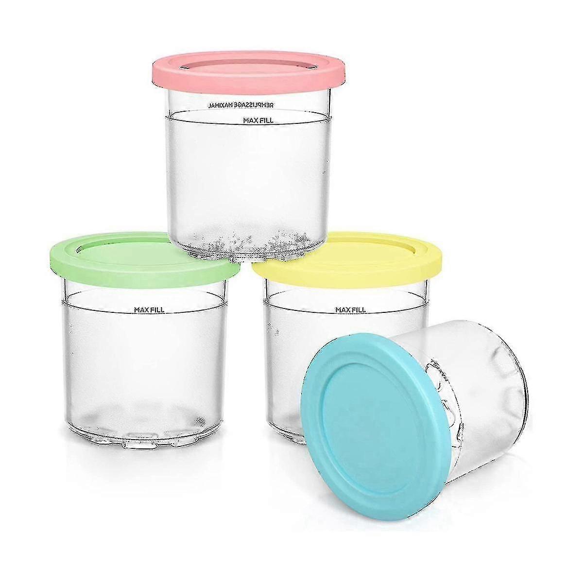 Replacement Pints And Lids For Ninja Creami Compatible For Nc300, Nc301 Vs Nc299amz Series (4 Pack