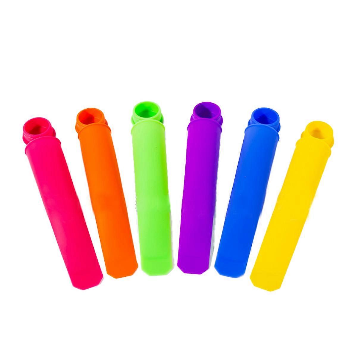 Silicone Ice Pop Molds,BPA Free Popsicle Molds with Attached Lids,Reusable DIY Popsicle Molds for Kids,Set of 6