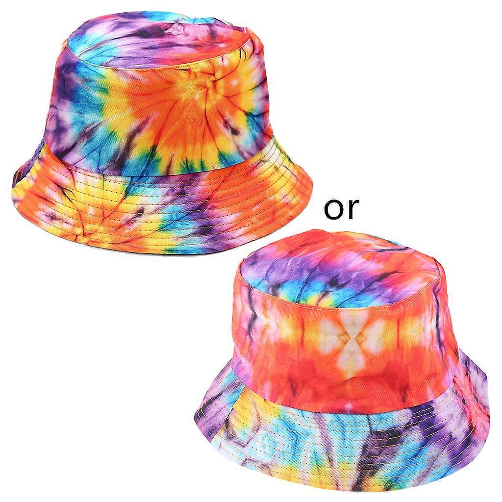 Rainbow Tie-Dye Graffiti 3D Print Bucket Hat Reversible Hip Hop Fisherman Cap