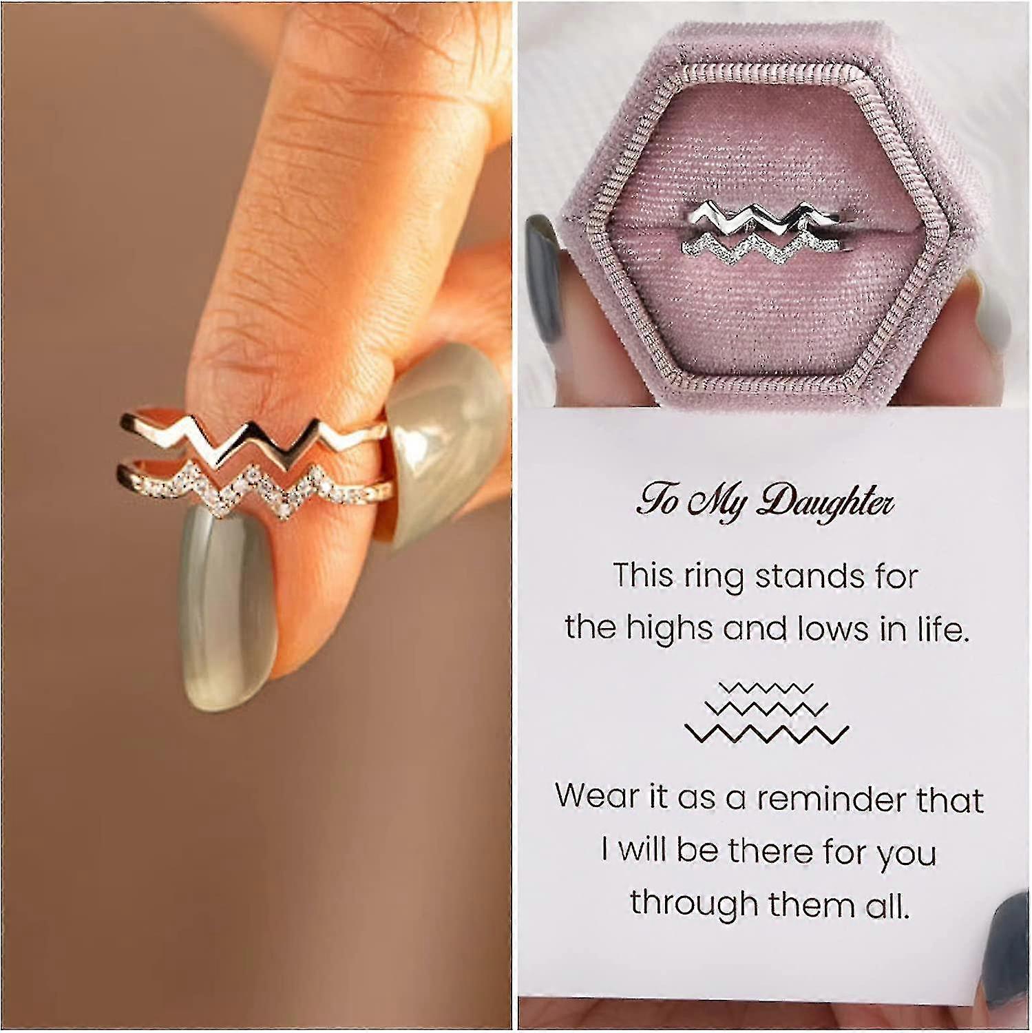 Double Wave Ring,adjustable Wavy Ring Minimalist Ring Gift For Herwhite Gold