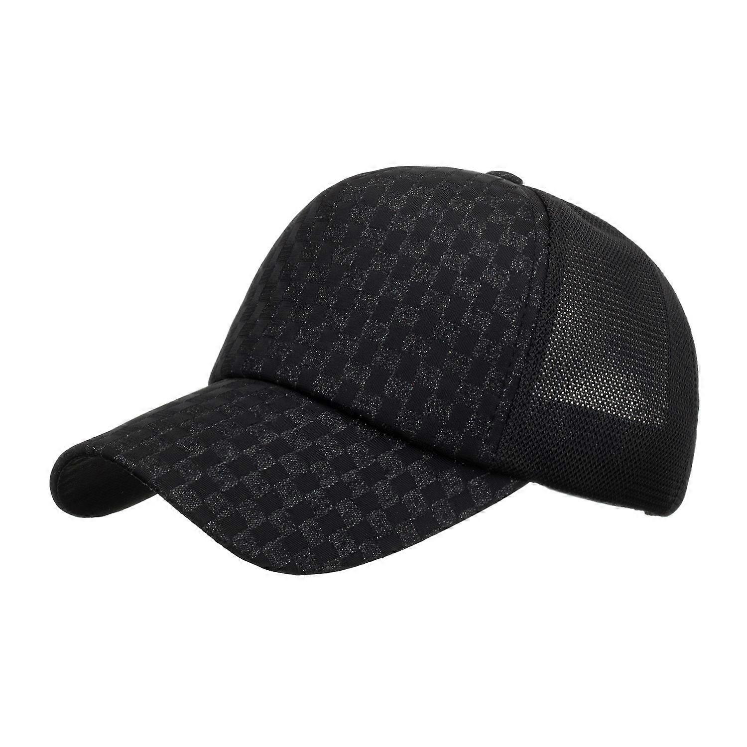 Solid Color Mesh Baseball Cap Grid Embossed Breathable Trucker Hats Trendy Sunscreen Adjustable Dad Hat