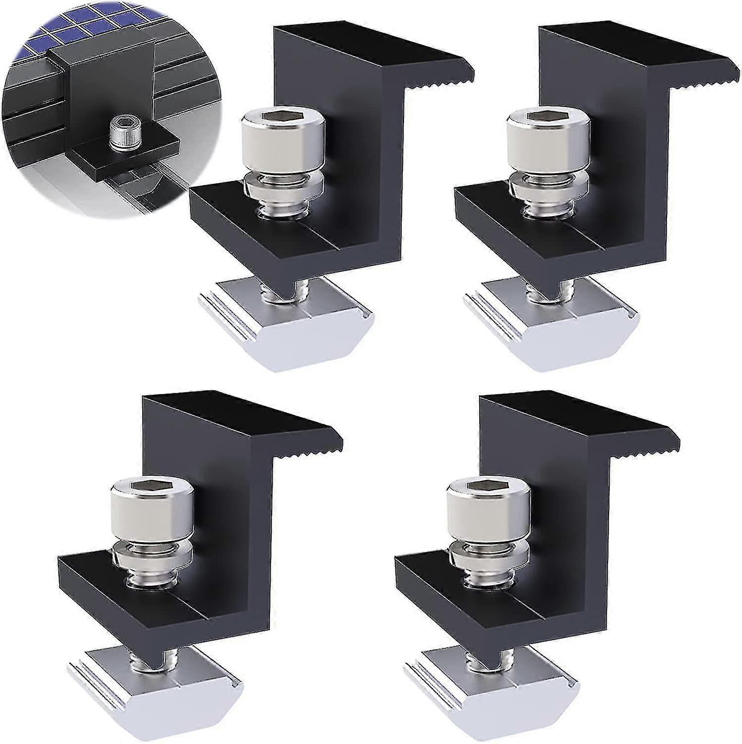 4 Pieces Solar Panel Mounting Bracket,adjustable For Solar Panel Solar Photovoltaic Mounting Bracket With Nuts Bolts Suitable For Camper/boats-black