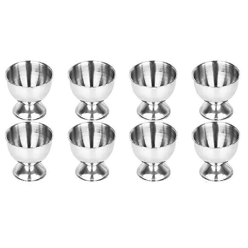 8x Set di portauova Uova in acciaio inossidabile, uova sode e vassoio morbido, portautensili da cucina, argento-yvan