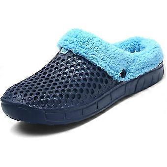 Mannen vrouwen muilezels slip op tuinschoenen warme winter slipper, blauw, 255
