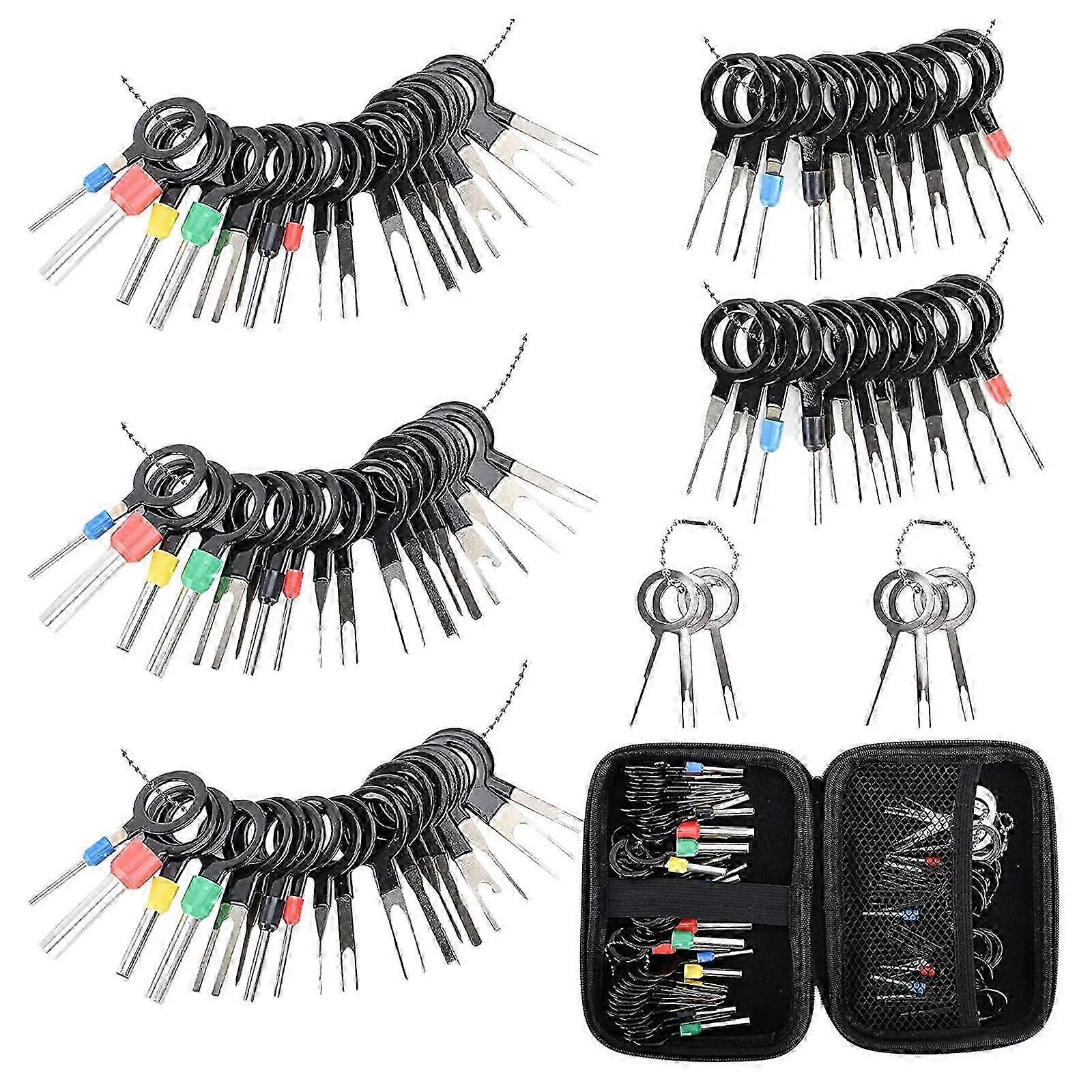 82PCS Terminal Extractor Removal Tool Kit Depinning Key Tool Set compatible with Car Household Devices, Wire Connector Tool with Bag