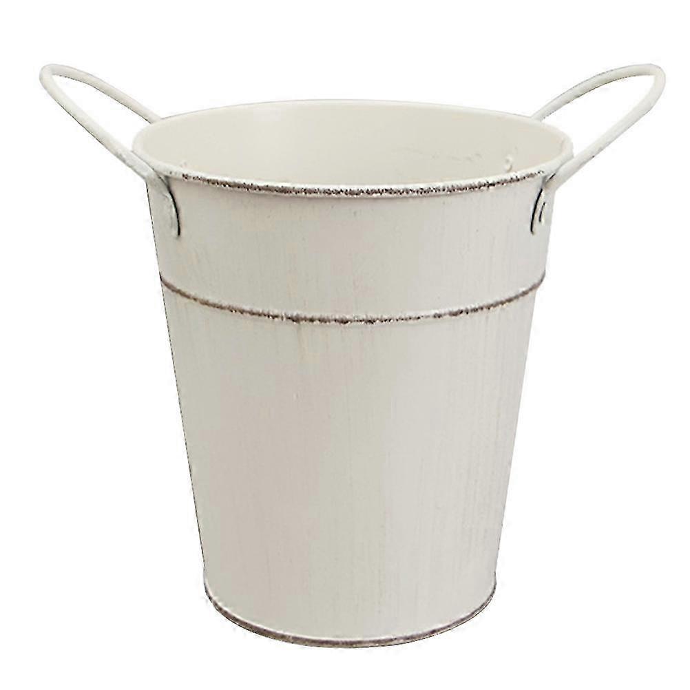 Retro Flower Bucket Iron Art Flower Arrangement Bucket with Handles for Decor