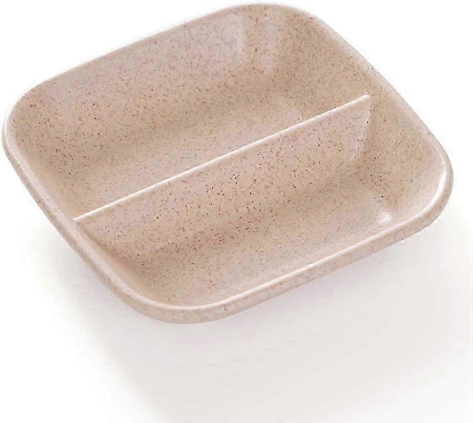Double-Grid Tableware Restaurant Multifunctional Kitchen Sauce Dish, Beige