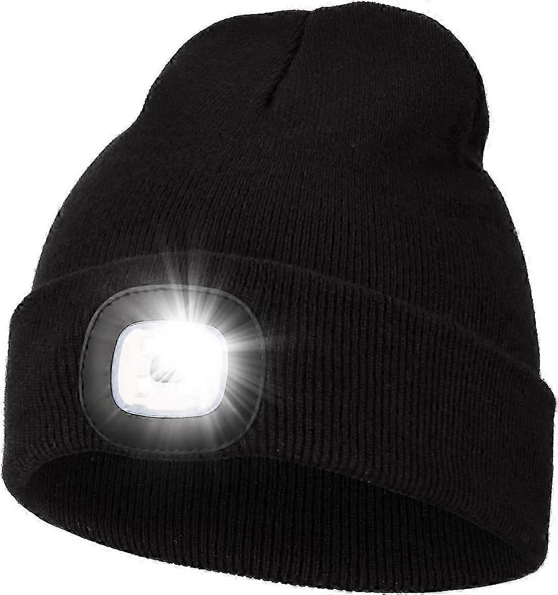 Beanie Hat with a Light, 4 LED Built in Head Torch Hats Hands Free Headlamp Cap