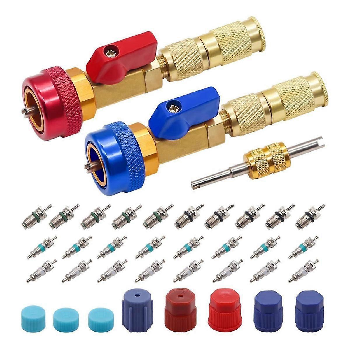 R134A Valve Core Quick Remover Installer Tool Kit - High Low Pressure Car A/C Valve Core Removal To