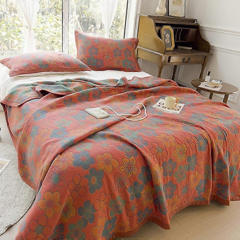 Type B K-70 150x200cm Cotton Throw Blanket Towel Quilt + 2 Pillow Covers 3-Piece Bedding Set