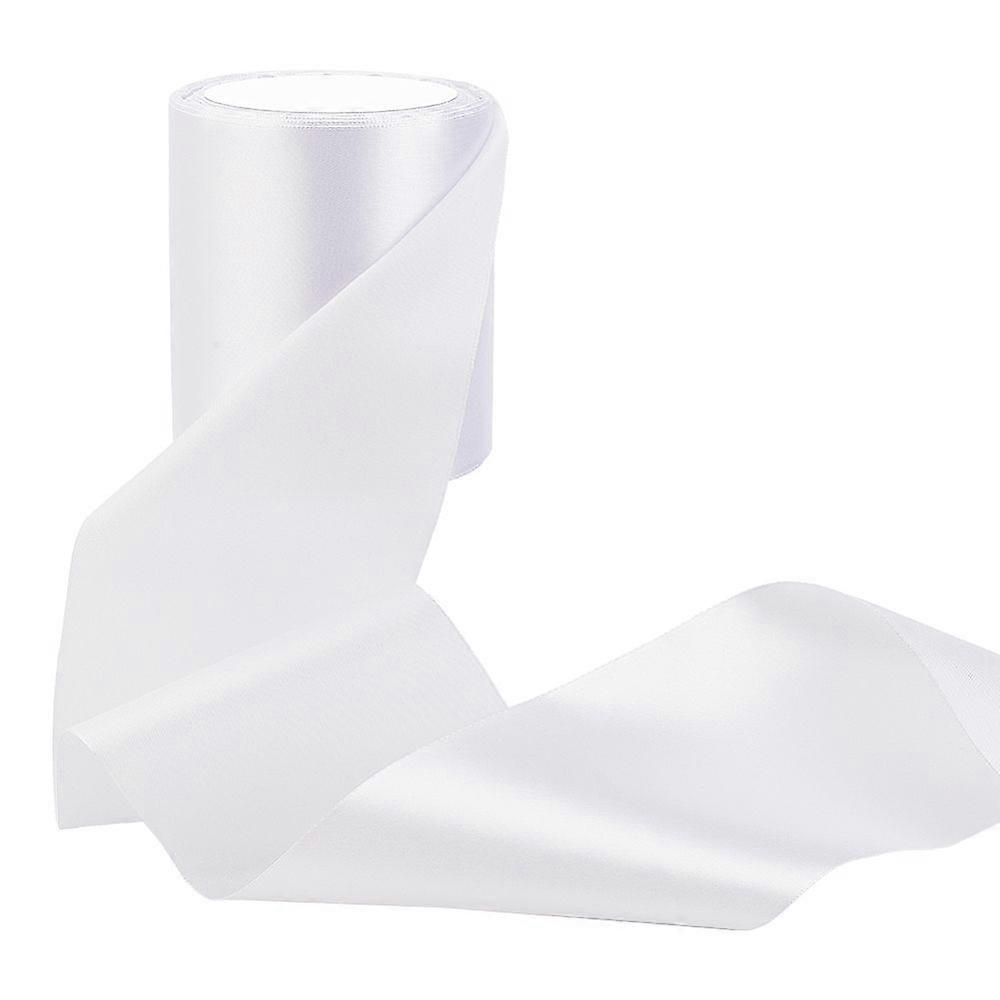 Flat Satin Single Face Ribbon Polyester Ribbon for Party Decoration White 4 inch(100mm) about 24.06 Yards(22m)/Roll