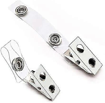 100pcs Premium Metal Badge Clips With Clear Pvc Straps For Id Cards, Badge Holders, Name Tags, Work Badges