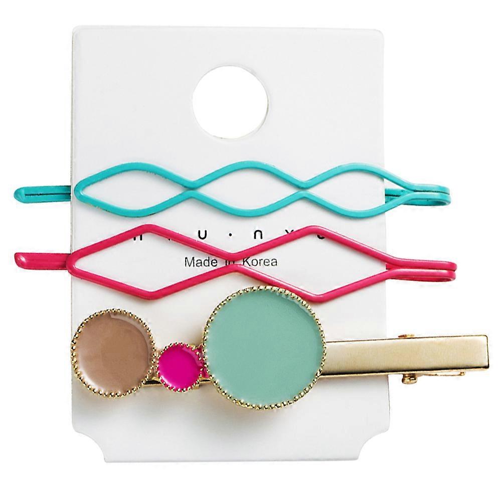 אופנה גיאומטרי סיכות שיער סט ממתק צבע חמוד בנות שיער קליפ אביזרי שיער (ירוק)