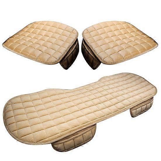 3Pcs Winter Plush Car Seat Warm Anti-Slip Cover Cushion Set with Storage Pocket