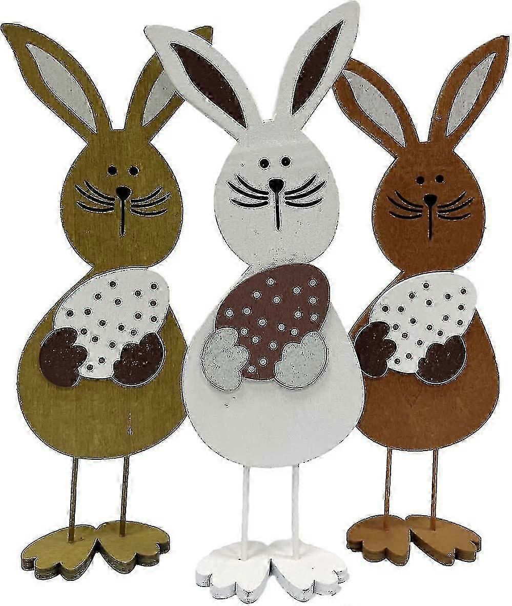 Easter Decorations Easter Bunny Decorations 3 Pcs Wooden Easter Bunnies Easter Decorations For Easte