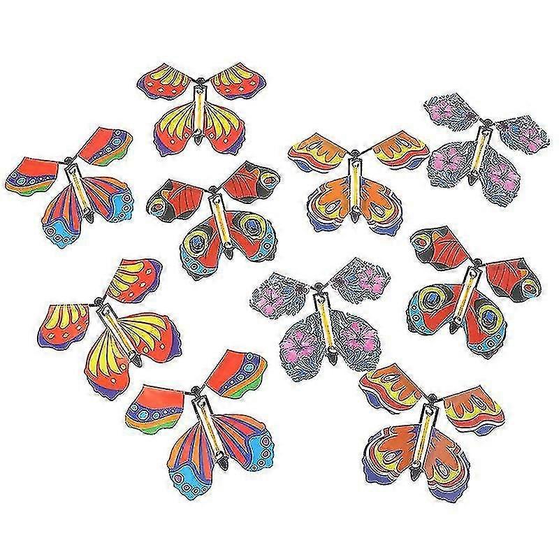 10 X Magic Butterfly Flying Butterfly With Card Toy With Empty Hands