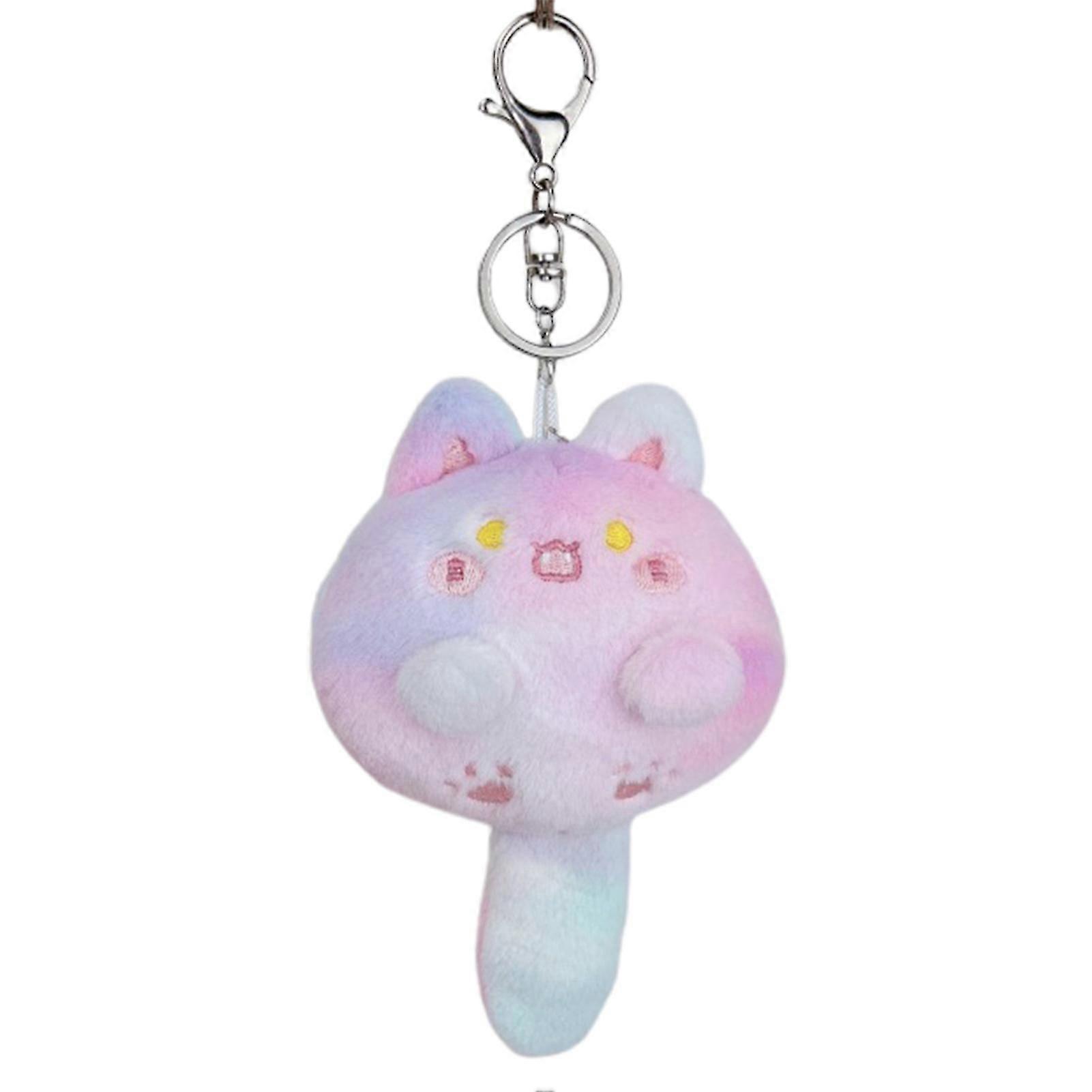Cartoon Cat Plush Pendant Built-in Squeaker Lovely Colorful Anime Kitten Plush Toy Ornament Soft Stuffed Animal Doll Plush Keychain Backpack Charms Bi