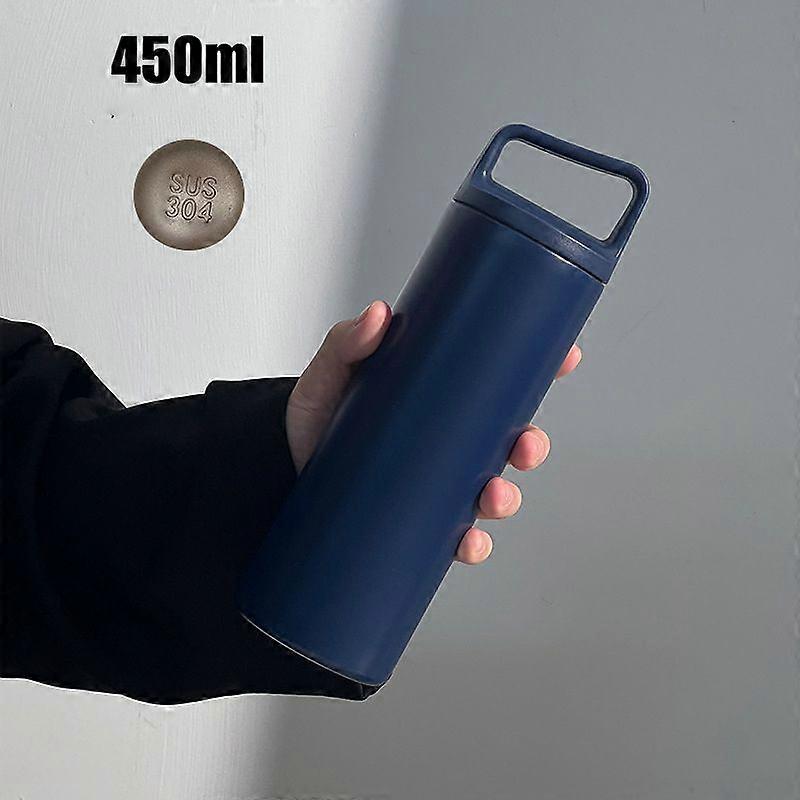 Leak Proof Water Bottle 15oz,Insulated Double Walled Stainless Steel Thermos Bottles for Men,Women-Dark Blue