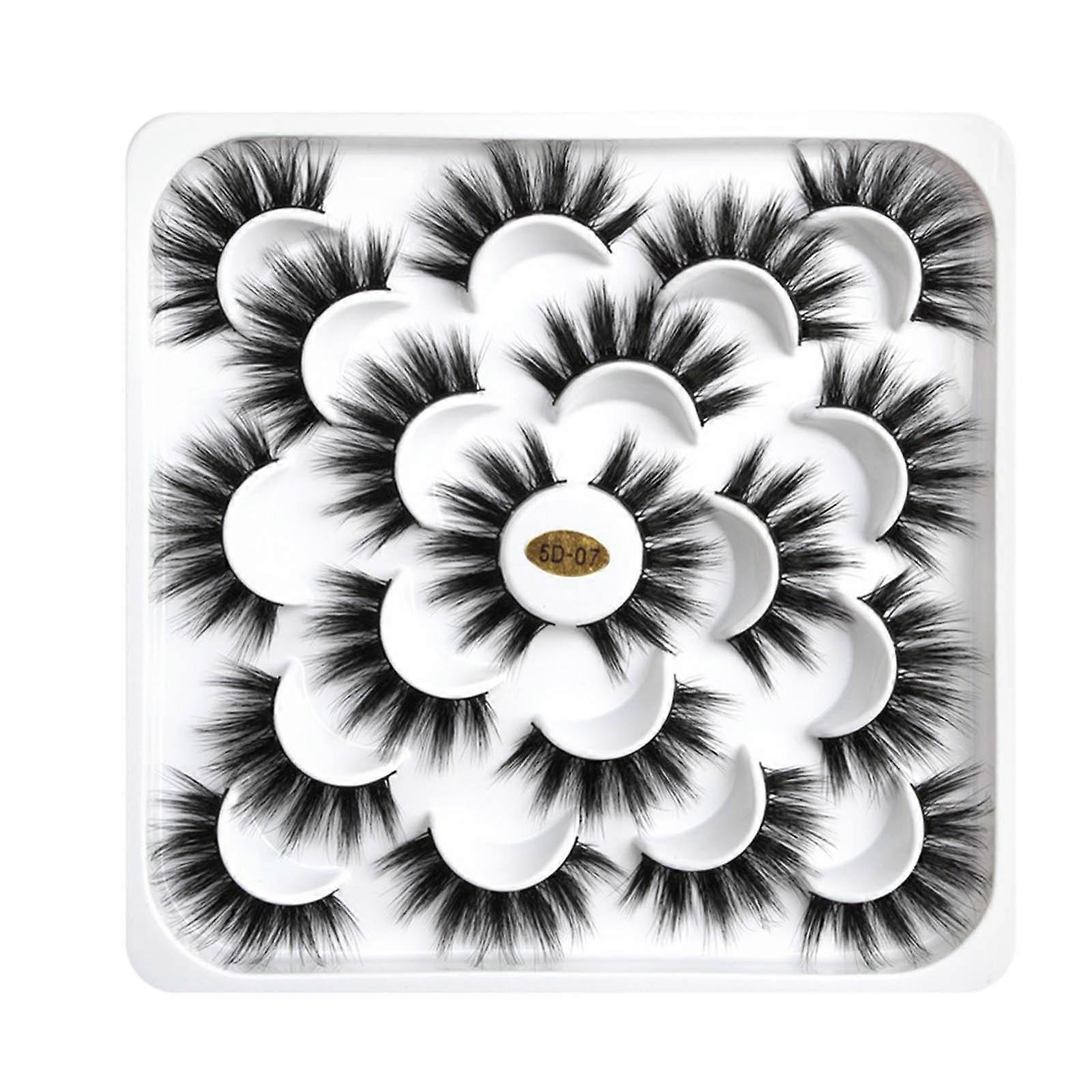 10 Pairs Of Lotuses With 5D Mink False Eyelashes And Natural Dense Eyelashes