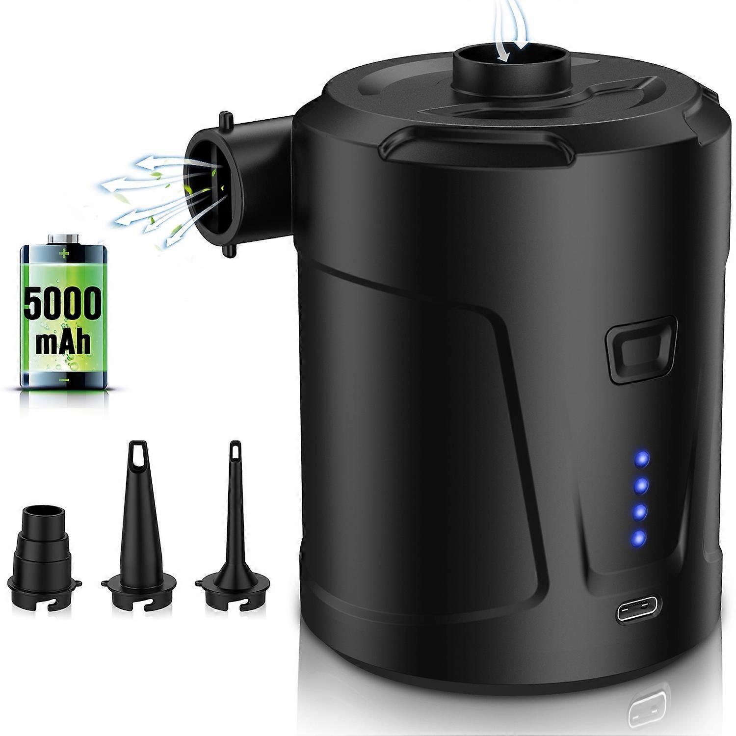 Electric Air Pump Rechargeable Air Mattress Pump Fast Air Inflator with 3 Nozzles for Camping Inflat