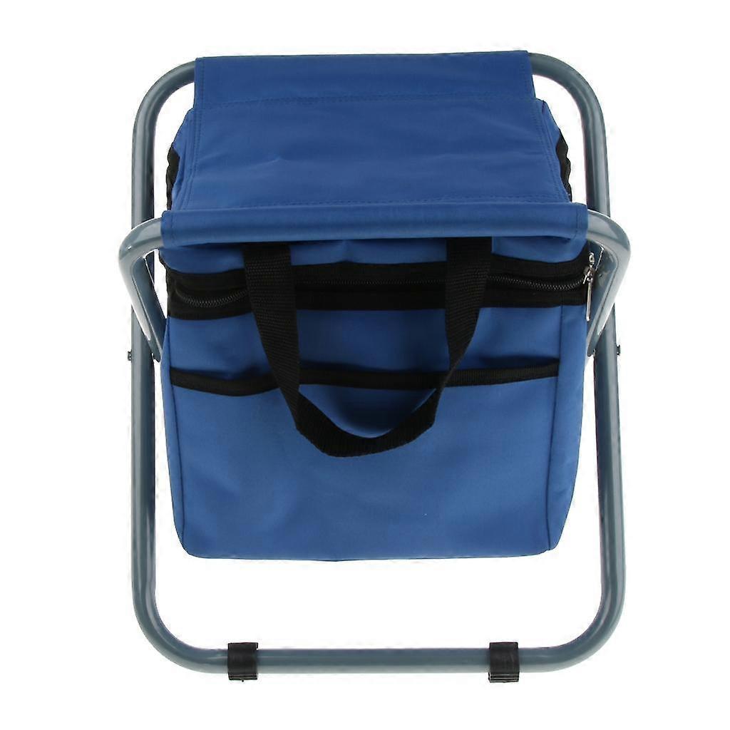 Folding Camping Stool Camping Seat Backpack with Cooler Bag Gray