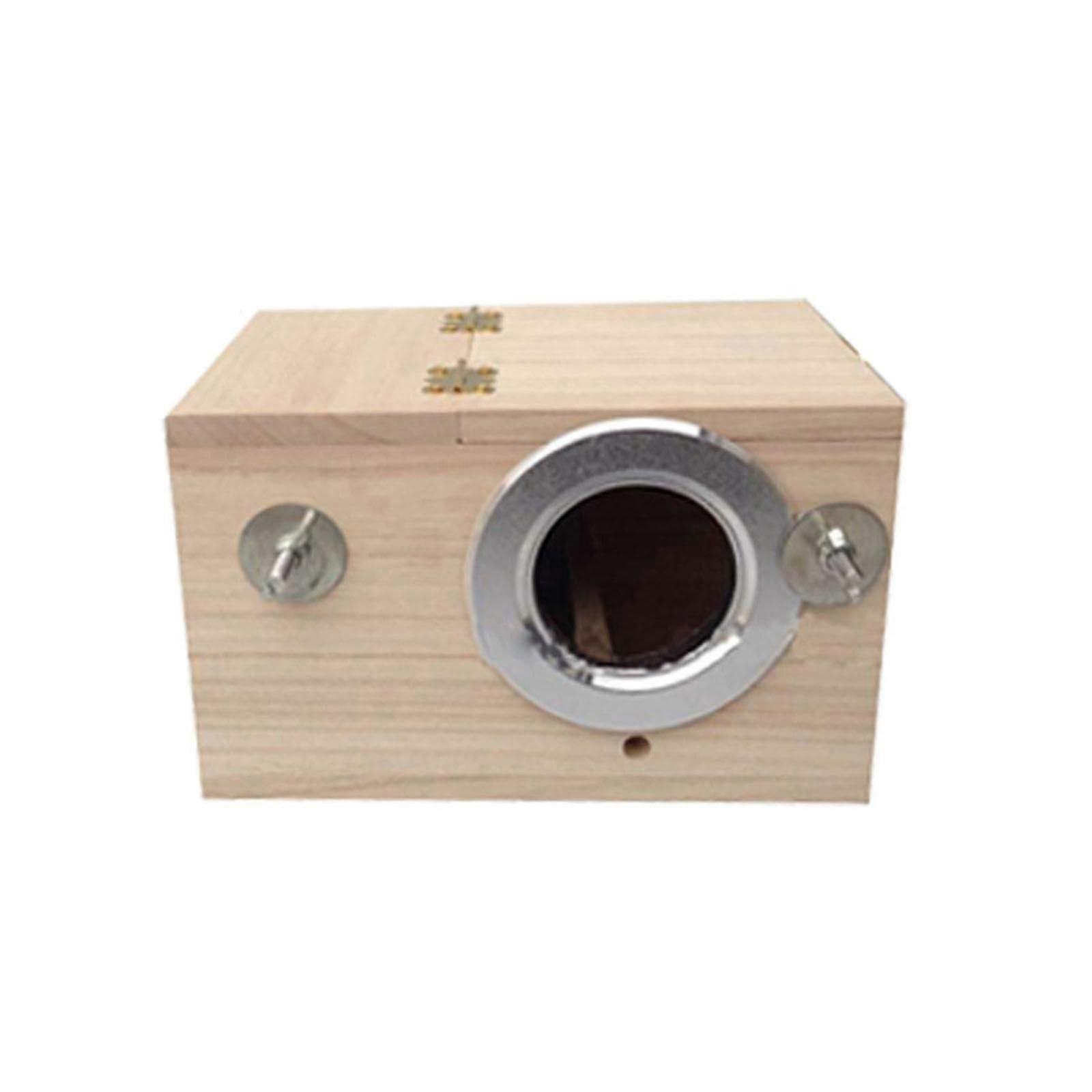 Parrot Breeding Box for Budgie Cockatiel Lovebirds - Built-in Baffle, Anti-Bite Ring, Solid Wood Design