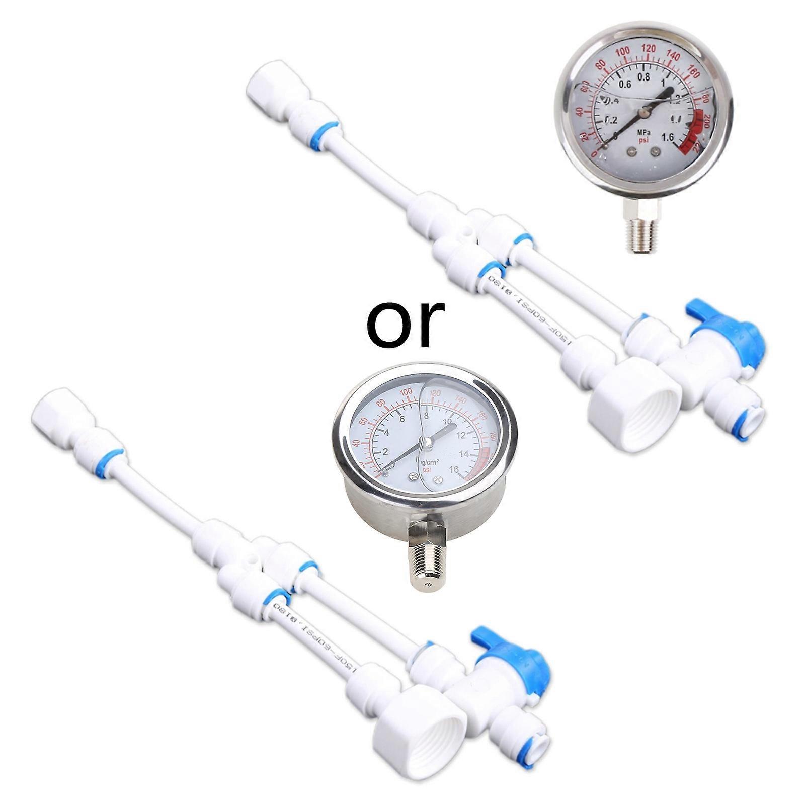 2 in1 Professional Water Purifier Tap Pipes Pressure Gauge Test Meter 0-1.6MPA Anti-vibration White