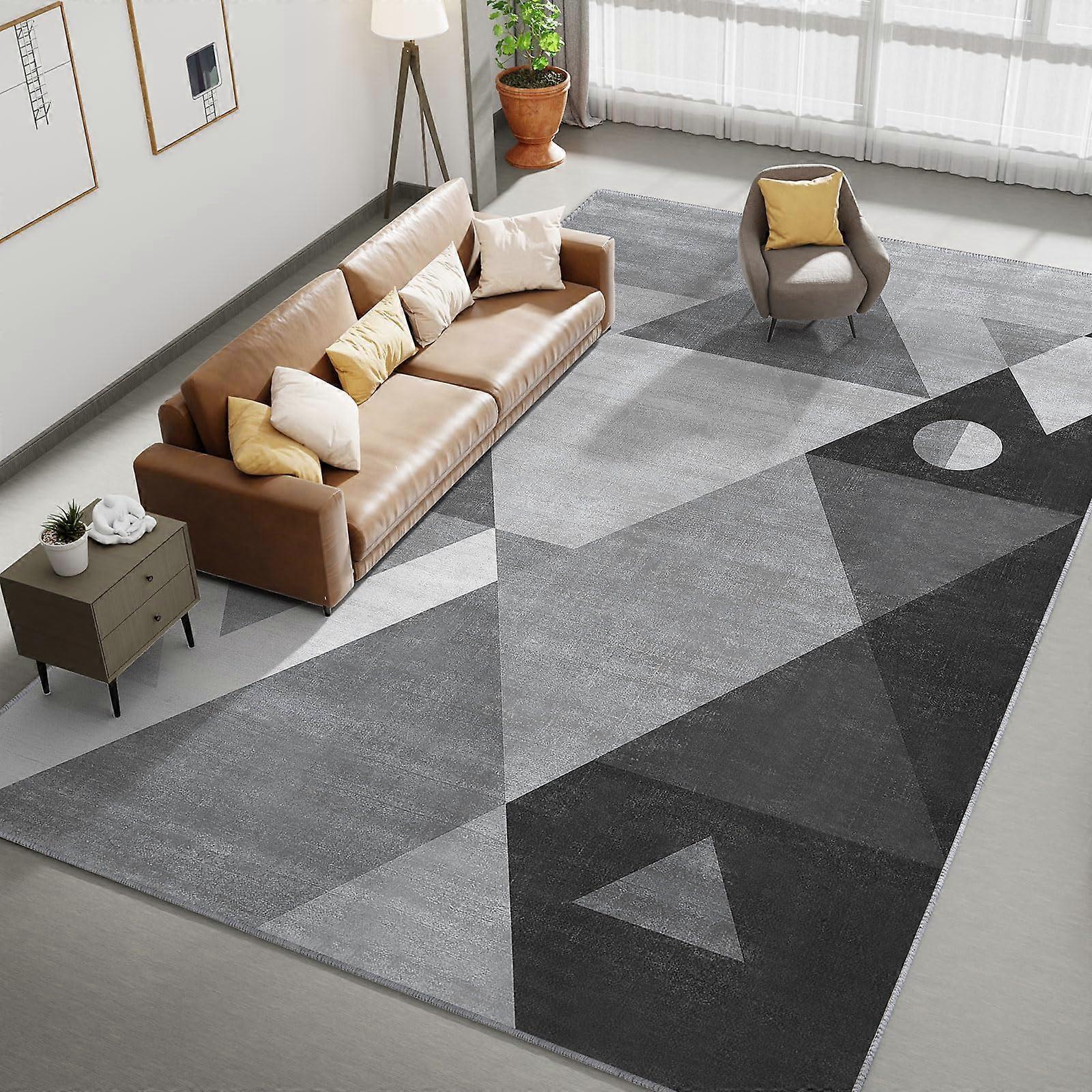 Washable Non-Slip Geometric Area Rug 5'x7' Soft Lint-Free Living Room Carpet Modern Design