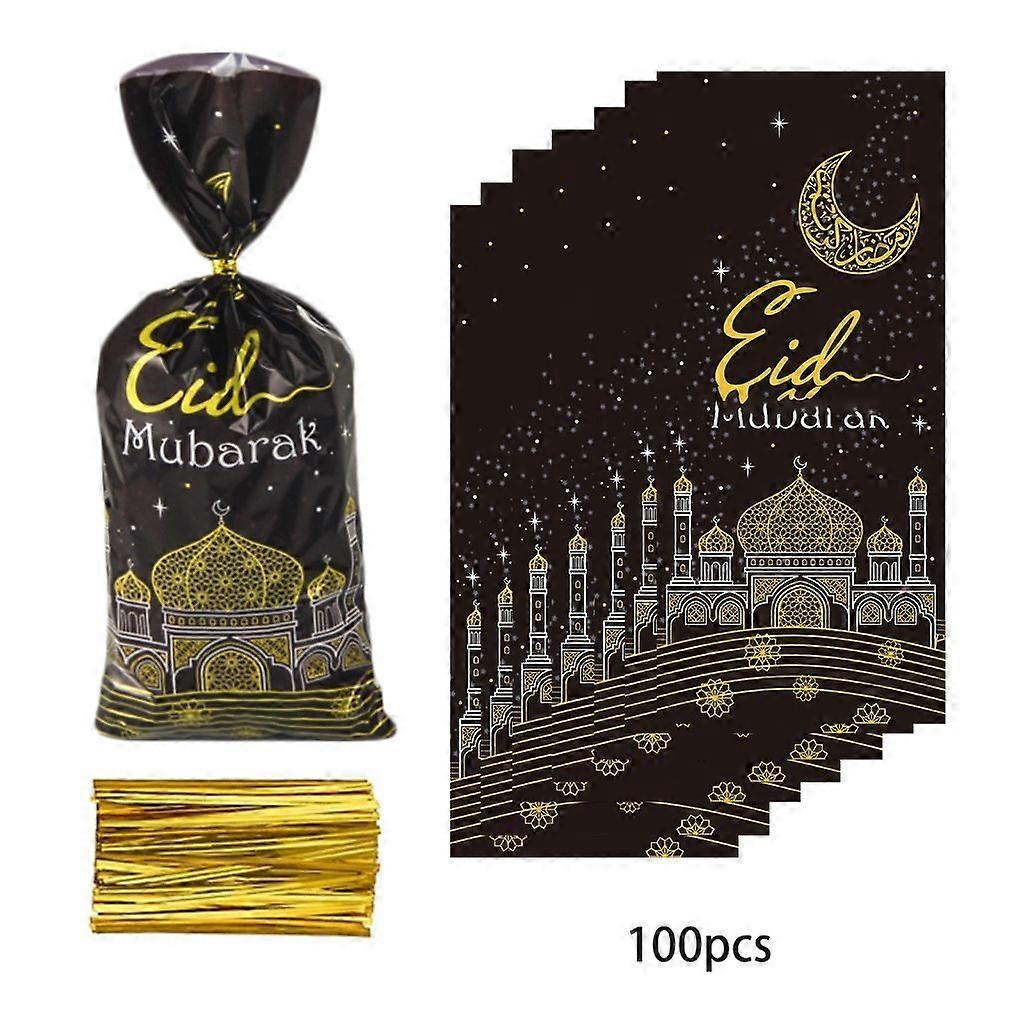 50/100 قطعة أكياس هدايا عيد مبارك مع حبل كيت لوازم ديكور الحفلات