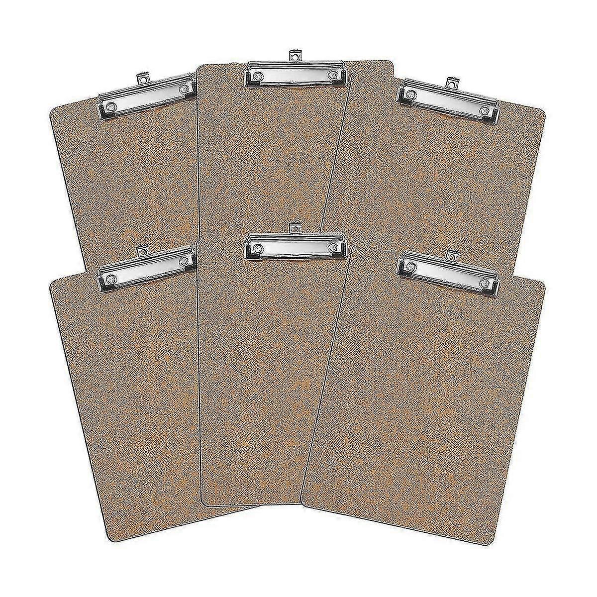 6 Pack Hardboard Office Clipboards Bulk Standard A4 Tamanho Carta (9 x 12,5 polegadas) Placa com baixo Pr