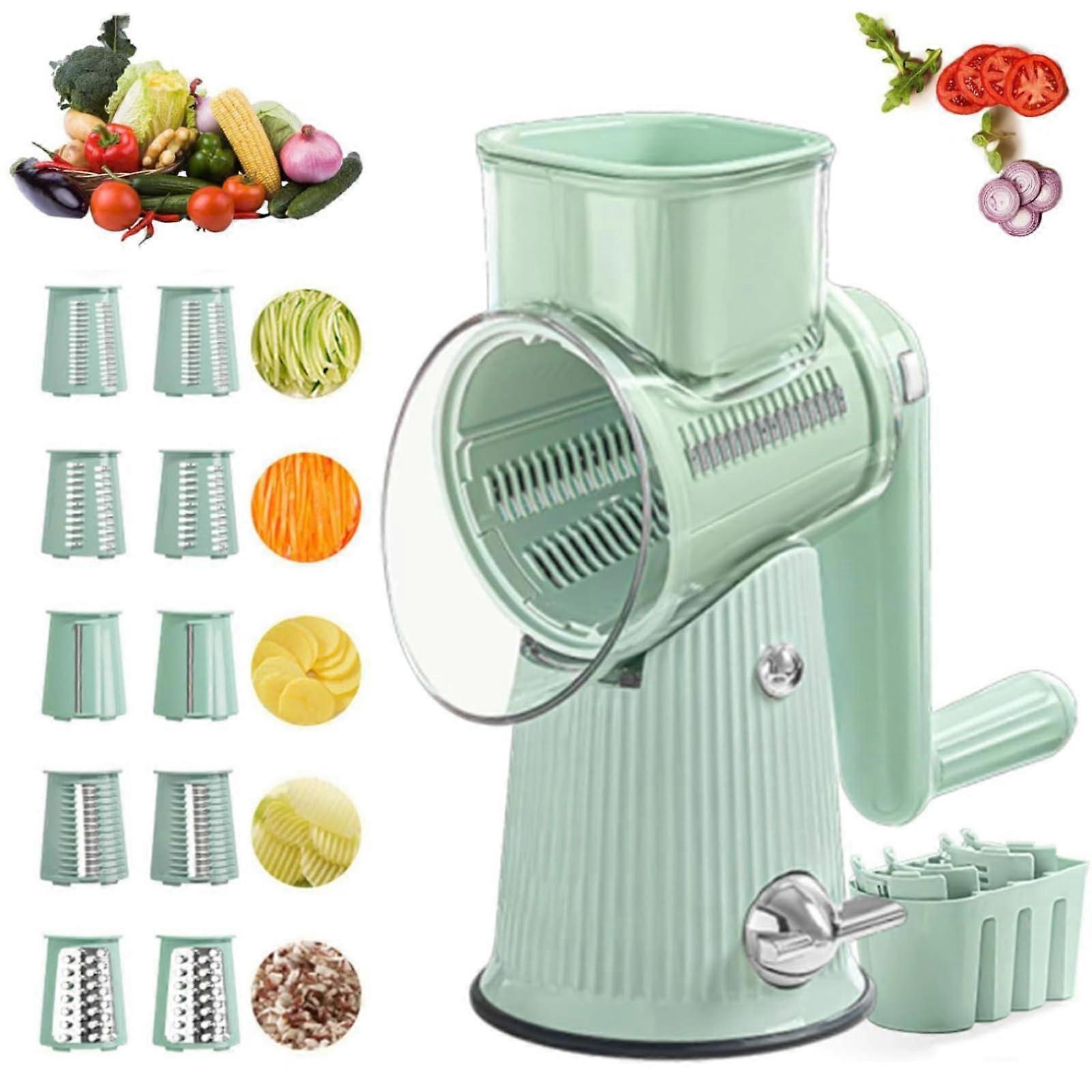 2025 5 in 1 Rotary Grater - Versatile Cheese Grater and Vegetable Slicer with Easy Clean Storage Box