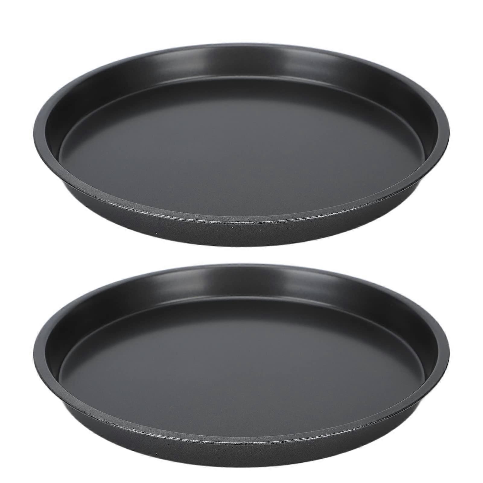 Pizza Pan Set, 2 Pcs Non-Stick Deep Dish Pizza Baking Pan, 10 Inch Thick Carbon Steel for Kitchen and Bakery Use