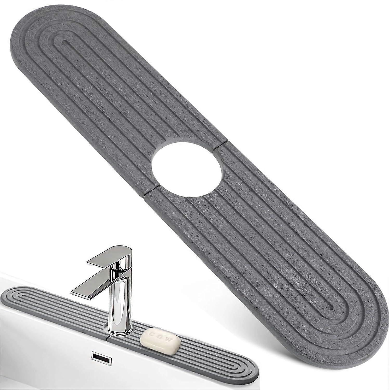 23 Inch Diatomaceous Kitchen Faucet Mat, Fast Drying Splash Guard Tray for Sink, Water Absorbing Stone Counter Mat