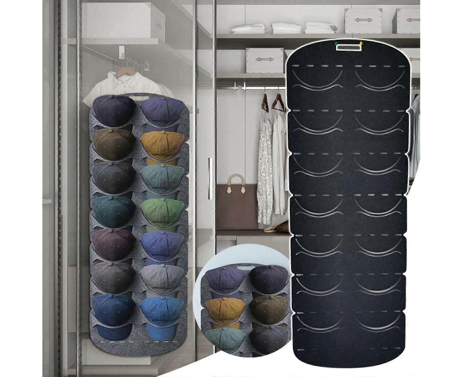 Baseball Cap Rack - Durable Felt Organizer for Space-Saving Storage of Your Hat Collection - Easy Installation