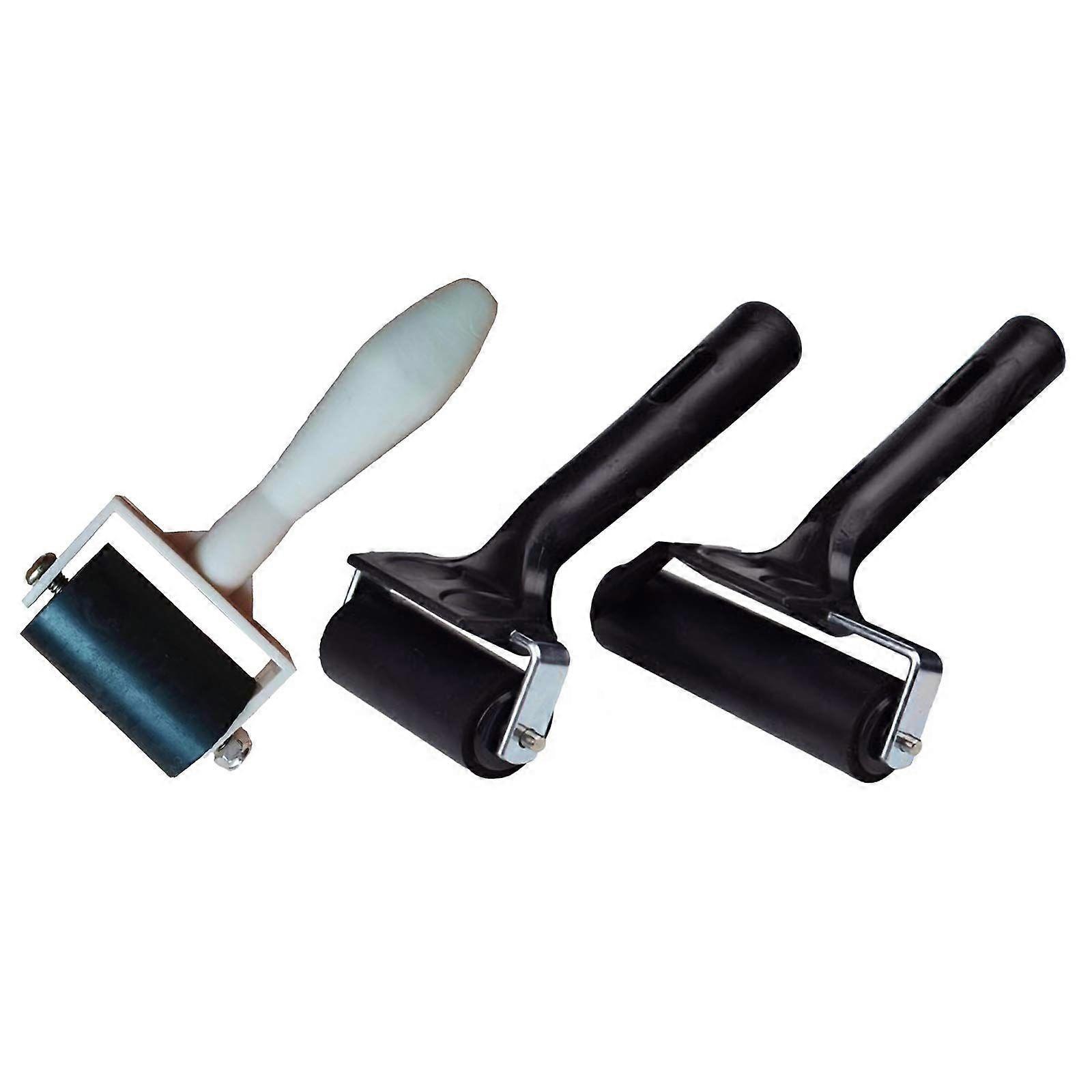 3 Piece Roller Rubber Roller, Glue Roller, 3 Sizes, Soft Roller, Ink Applicator Brush for Printing, Embossing Bonding Application.