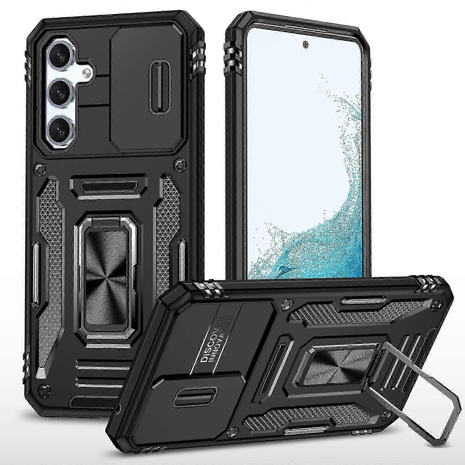 For Samsung Galaxy A55 case, with sliding camera case, Military Grade Shockproof Case with Ring Kickstand