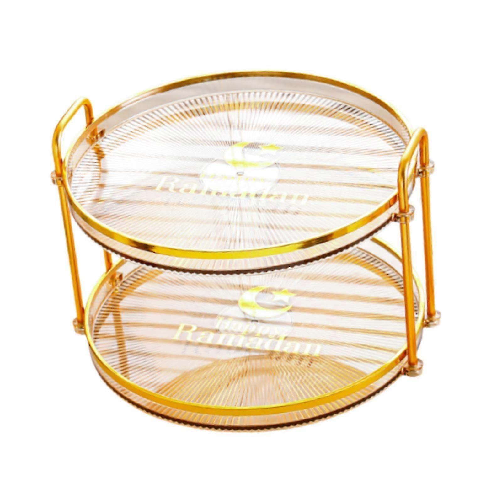 Serviertablett Obst Snack Doppelschicht Runde Schmuckschale Modernes Displaytablett Bernstein
