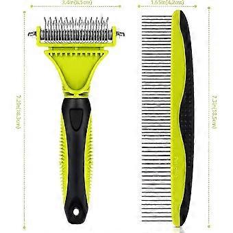 Cat Comb, Dog Comb, Pet Grooming Tool Kit - Double Sided Row Comb Removes Loose Undercoat, Knots, Mats and Tangled Hair