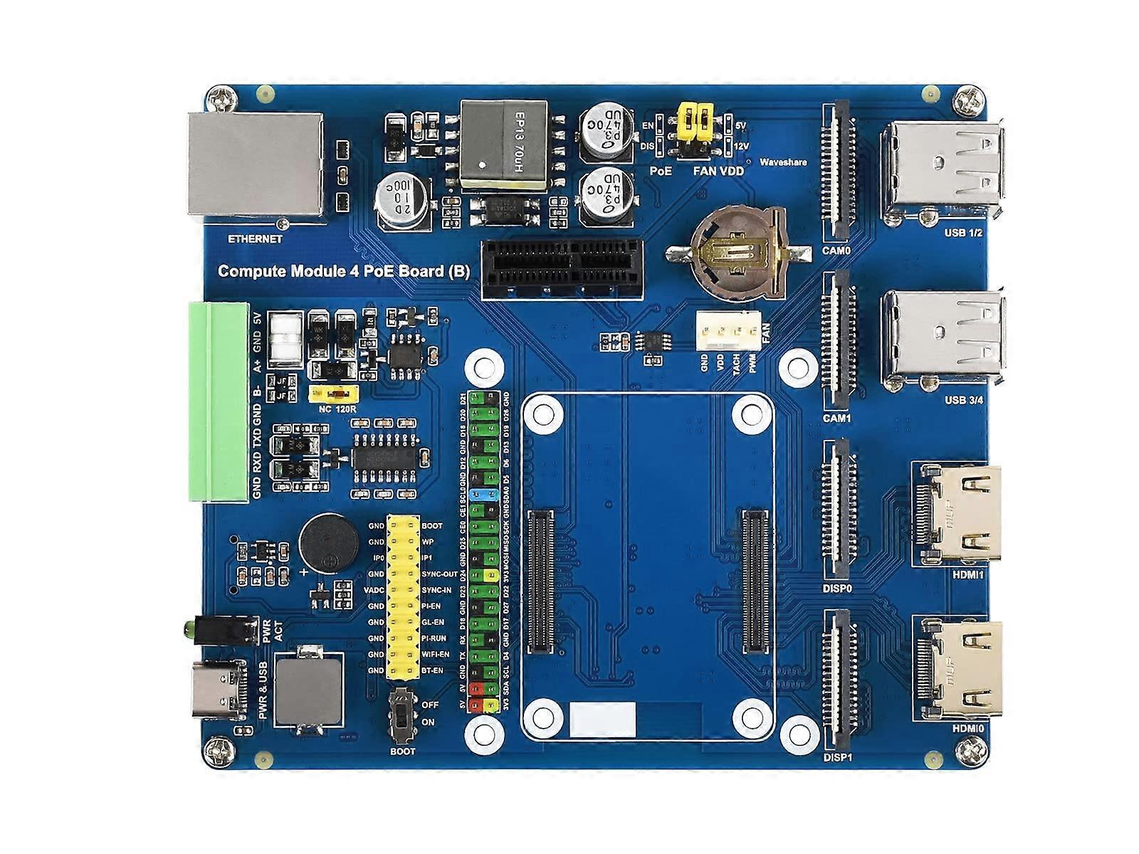Raspberry Pi Compute Module 4 IO Board with PoE (Type B) for CM4 Models