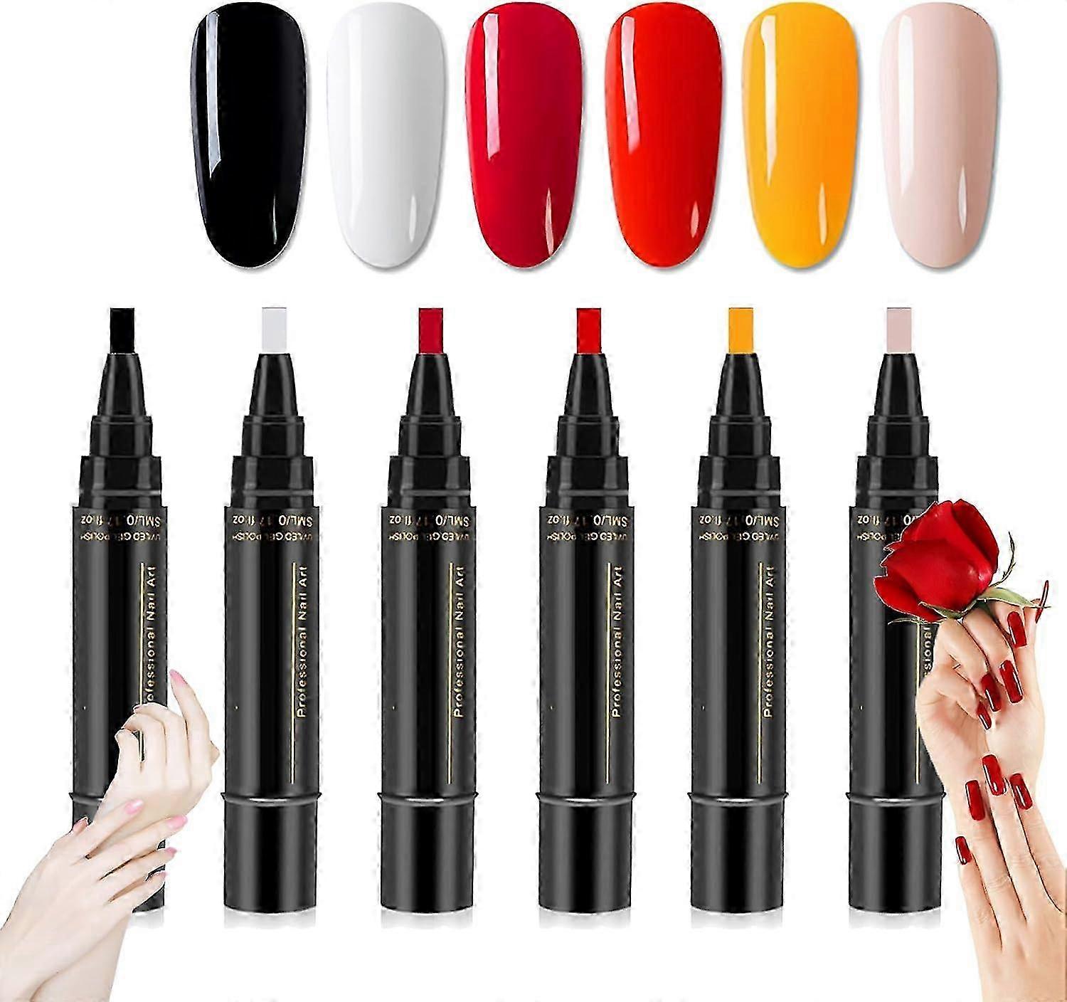 3-in-1 Set of 36-Color UV LED Nail Varnish Pens with 5ml Volume Soak Off Nail Tools for Ladies and Girls