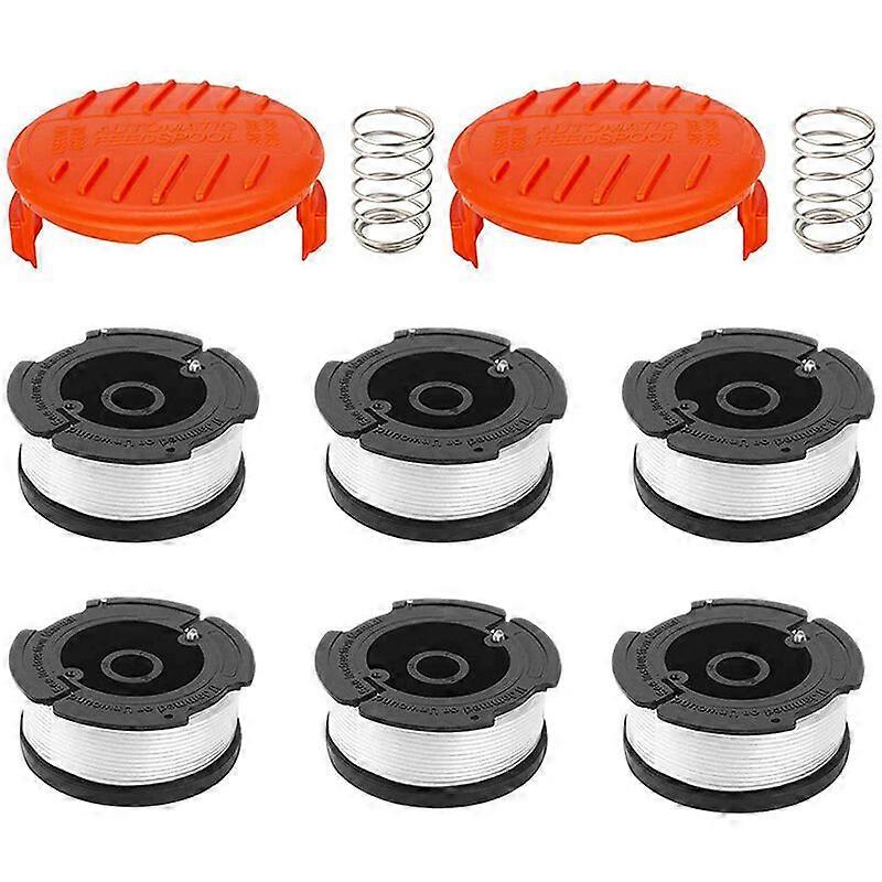 6 Pack Line Spools With 2 Covers to Replace Black Decker String Trimmers Replacement Spool Auto Feed Grass Trimmer Cap AF-Chain 1006 Pack Spools with