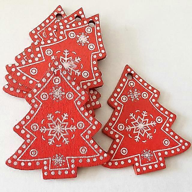 10ピース/ロットDIYクリスマスツリーハンギングペンダントクリスマス木製オーナメント手工芸品ホーム2024年新年会装飾用品