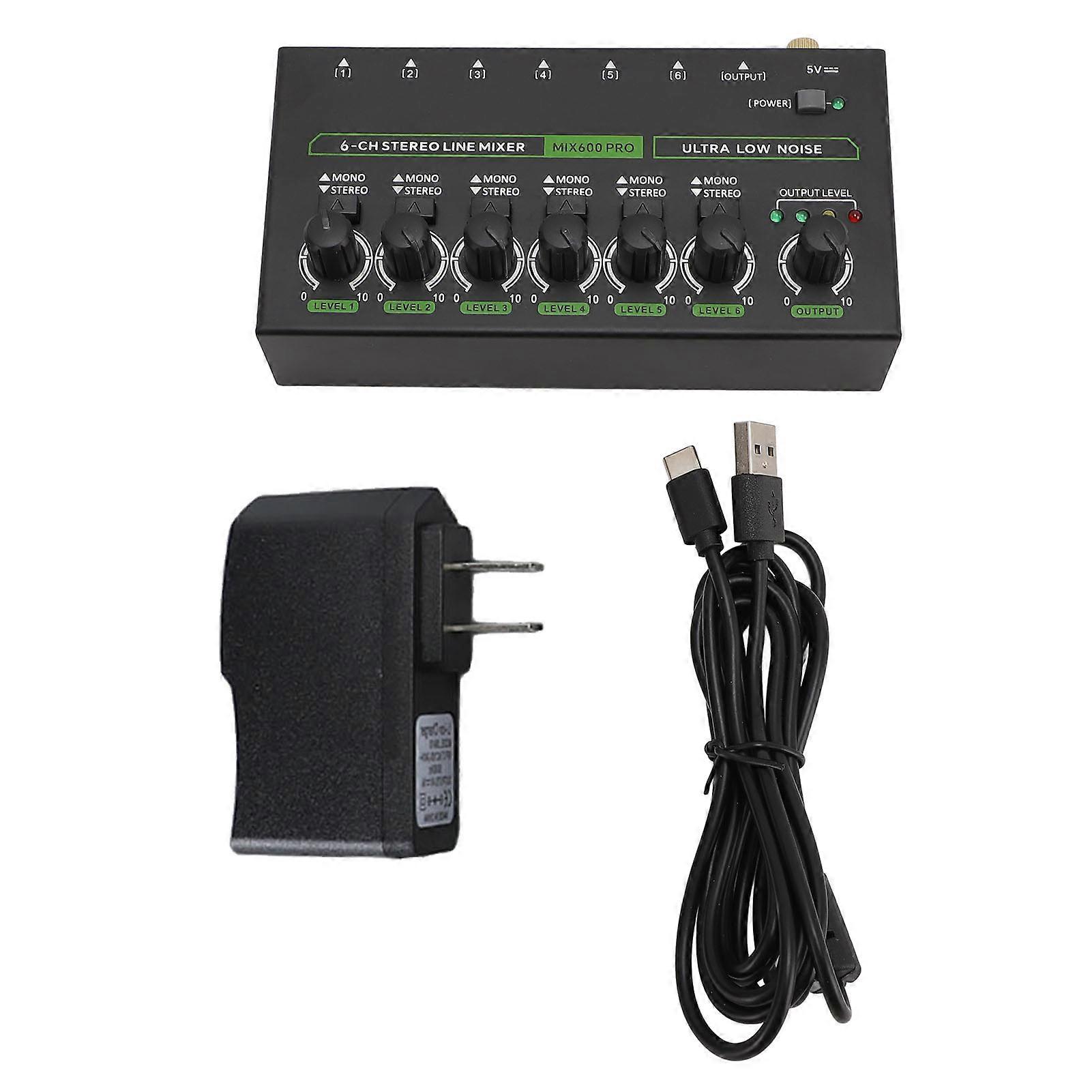 Professional 6 Channel Mixer Sound Mixer with RGB Lights Surround Sound Independent Volume Control