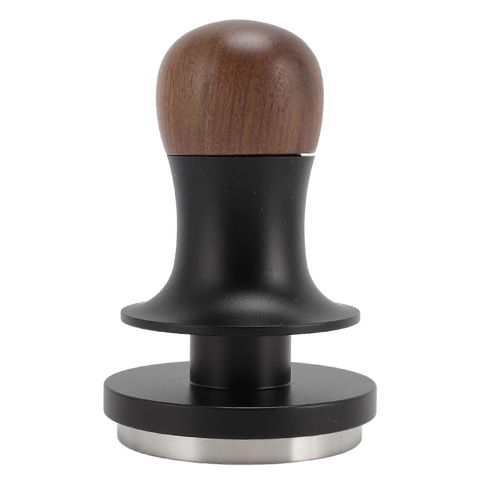 Stainless Steel Walnut Wood Spring Loaded Calibrated Coffee Tamper Tool with Threaded Base for Cafe Home