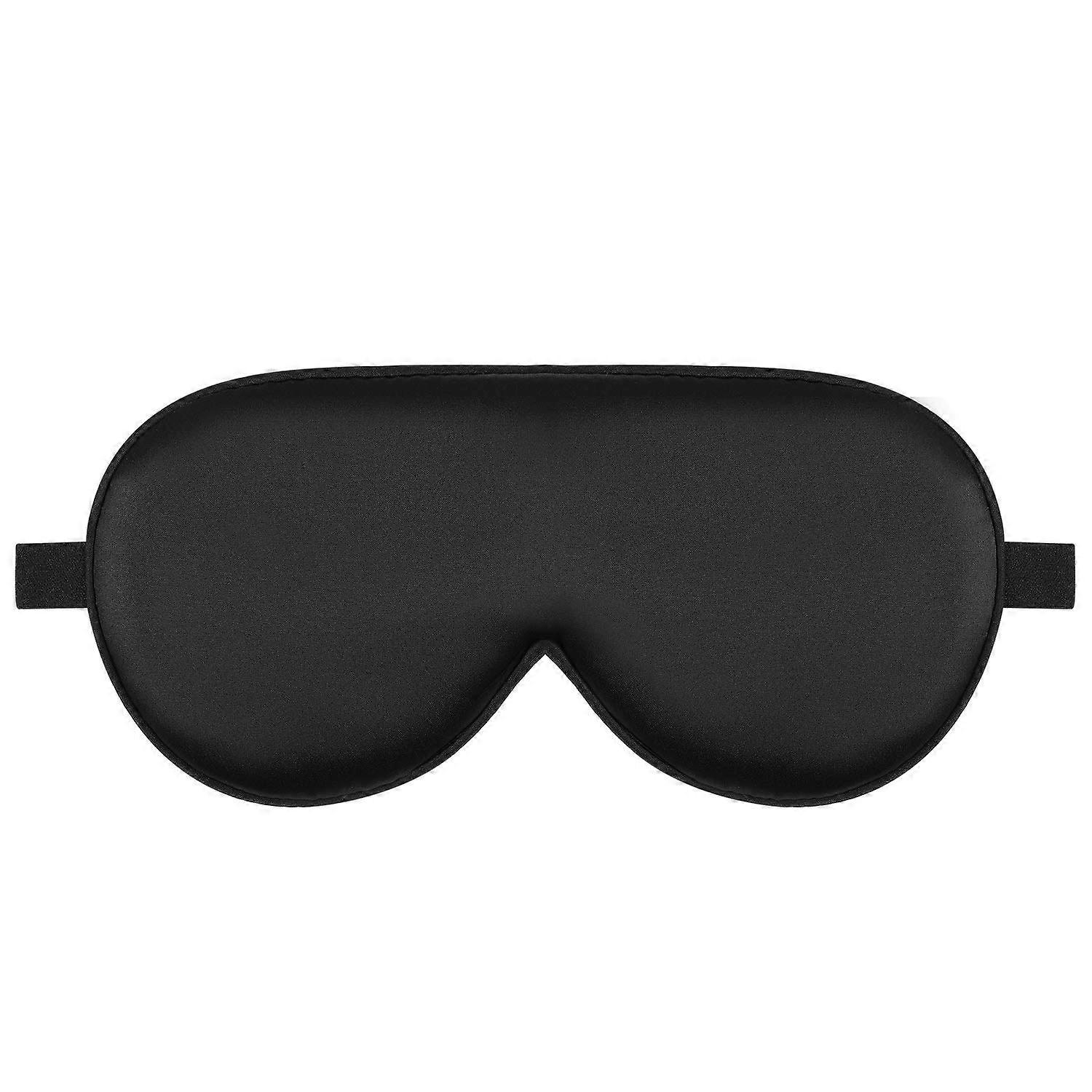 Sleep Mask Silk Cover Eye Contour, No Pressure Satin Eye Mask for Sleeping, Machine Washable, Black Color Upgrade