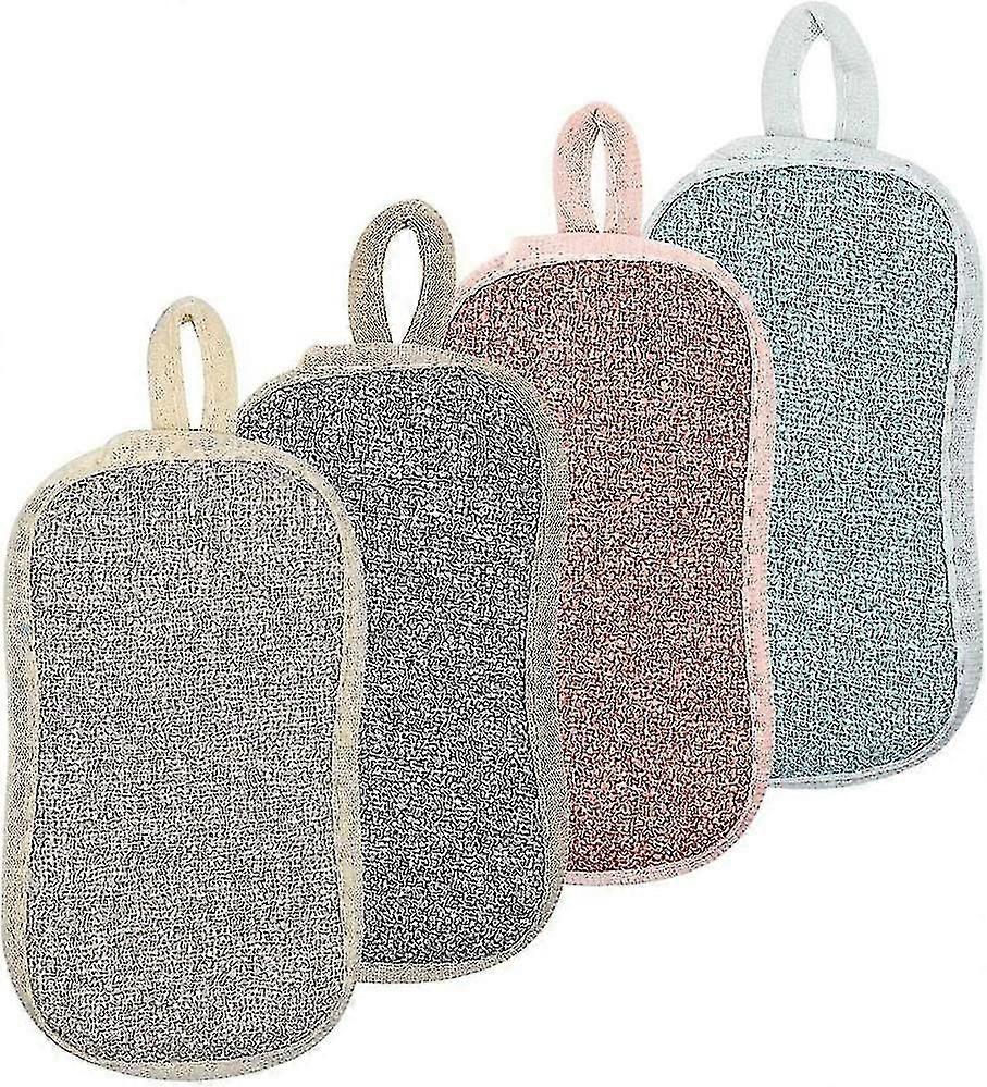4 sachets d’éponges à vaisselle lavables, éponges à vaisselle réutilisables, éponges à récurer en microfibre