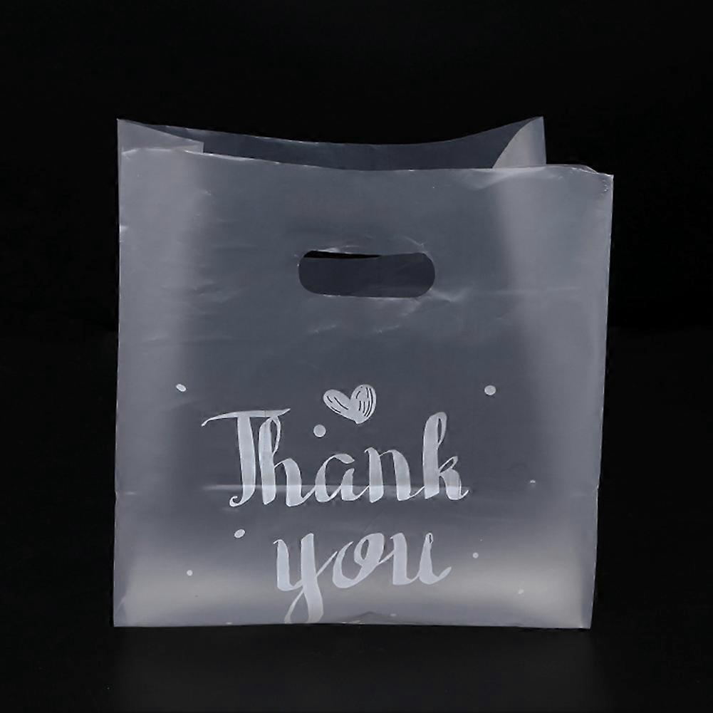 50 Pcs Thank You Plastic Gift Bag Shopping Bag with Handle Small