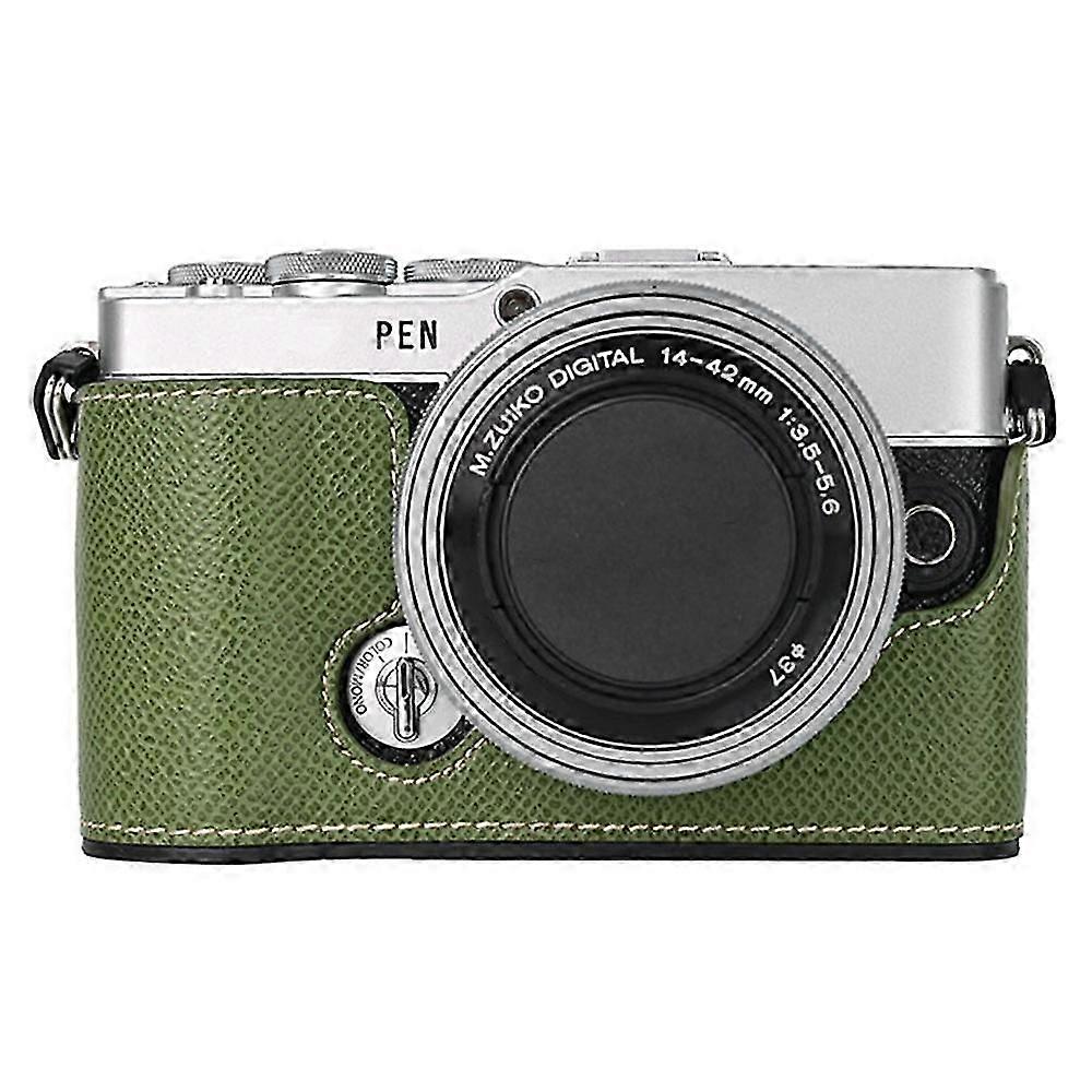 For Olympus Pen E-p7 Camera Case Textured Leather Bottom Case Easy To Replace Battery